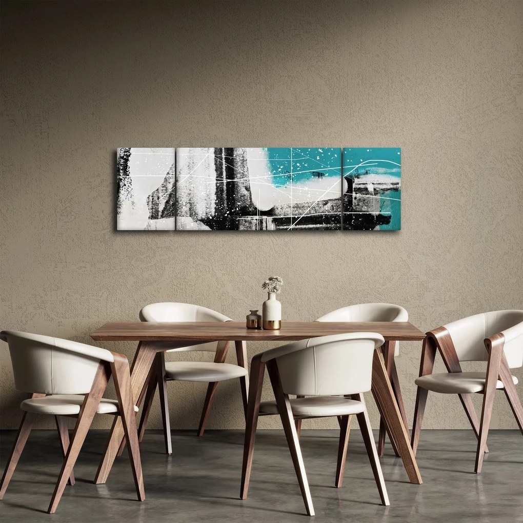 Obraz - Turkusowa abstrakcja (170x50 cm)