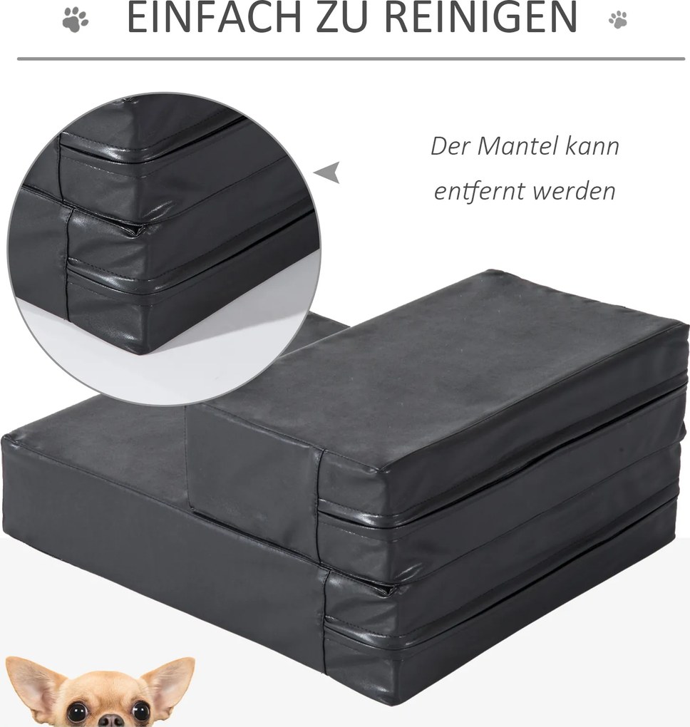 PawHut Schody dla zwierząt Składane schodki dla psa kota Mata antypoślizgowa czarna 45x39x20cm | Aosom PL