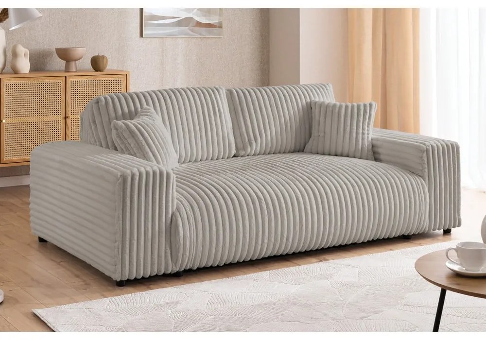 Jasnoszara sztruksowa sofa 178 cm Justin – Ropez