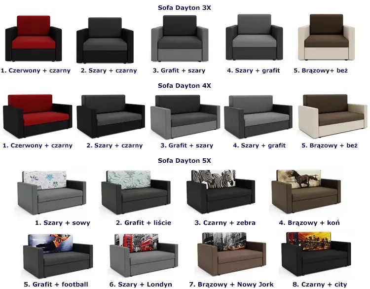 Sofa Amerykanka Czarny Szary + D1-C82