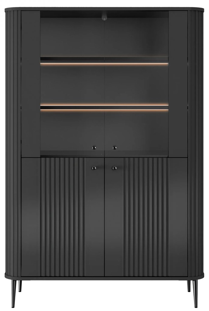 Witryna Vesper 103 cm czterodrzwiowa - czarny / czarne nogi