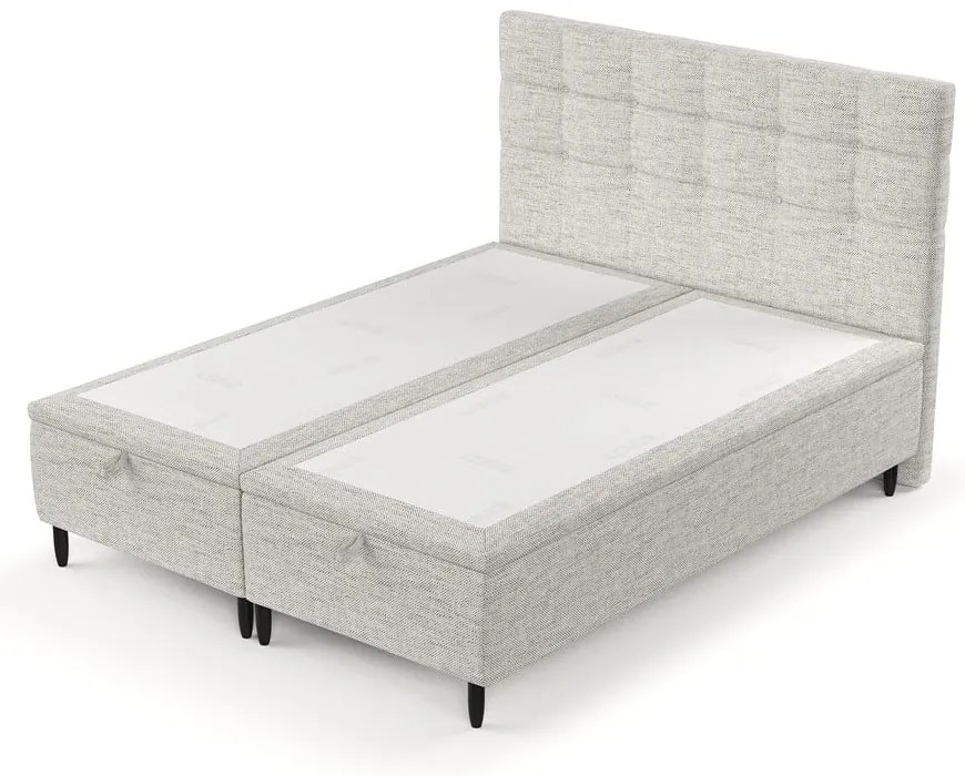 Jasnoszare tapicerowane łóżko dwuosobowe ze schowkiem 160x200 cm Senses – Maison de Rêve
