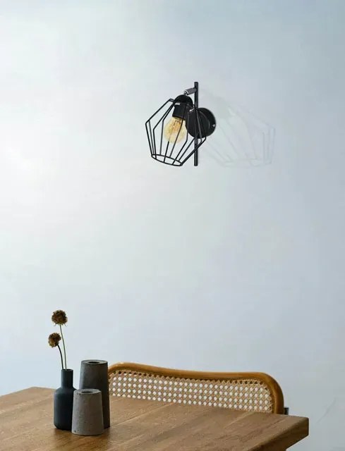 Czarny industrialny kinkiet druciany - 13X S573 R2-E41