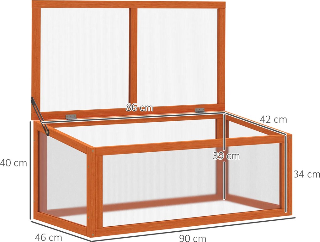 Outsunny skrzynia inspektowa inspekt szklarnia z pokrywą drewno poliwęglan