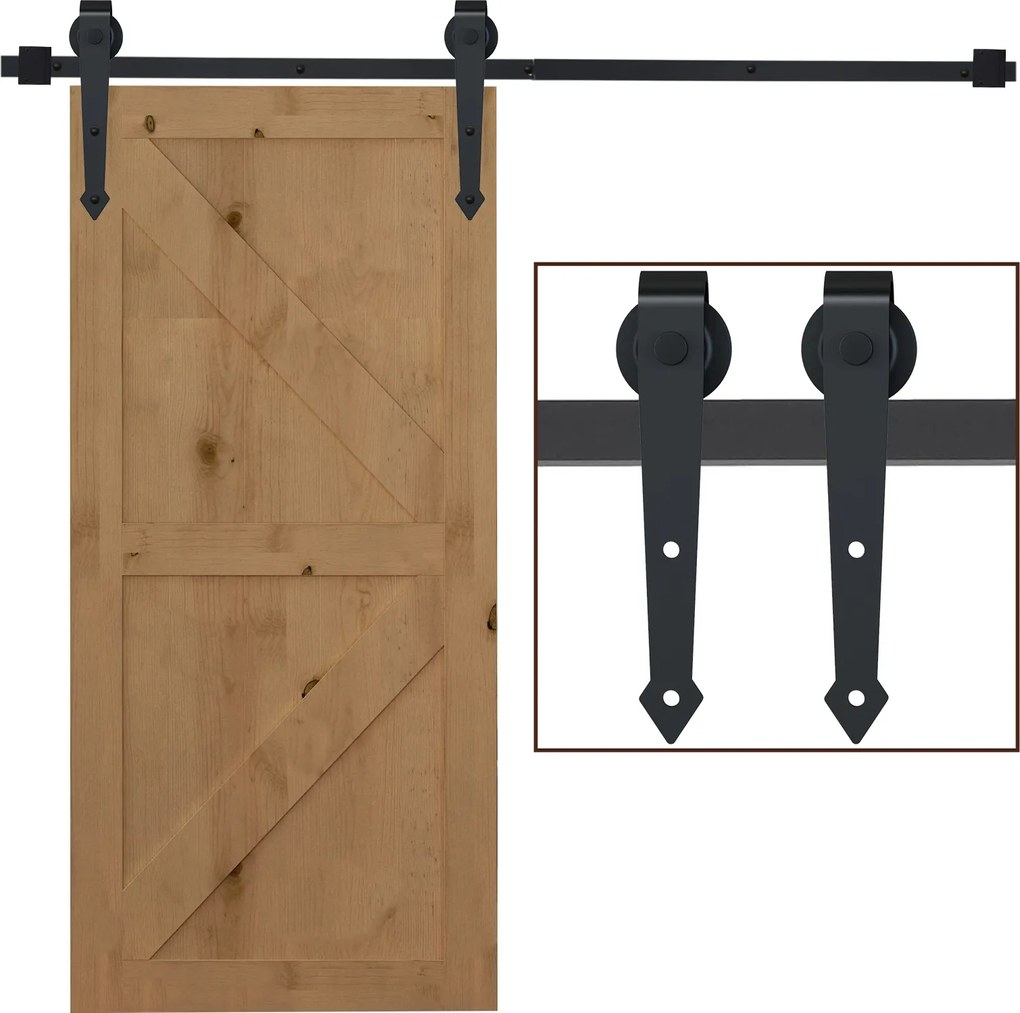 Zestaw do drzwi przesuwnych HOMCOM, rustykalny design, stal węglowa, wytrzymuje do 100 kg na panel