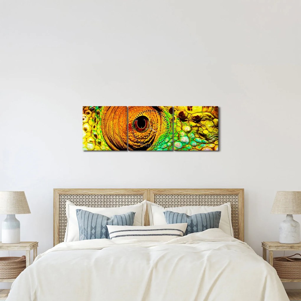 Obraz - Kameleon (z zegarem) (90x30 cm)