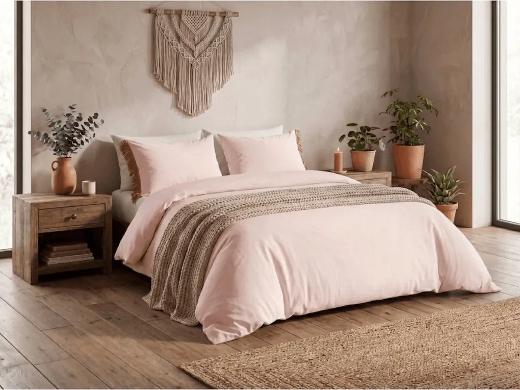 PrzytulneMieszkanie.pl PrzytulneMieszkanie.pl PROMOCJA Bawełniana pościel ÉCLAT jasnoróżowa II.jakość Rozmiar pościeli: 2 szt 60 x 70 cm | 220 x 240 cm