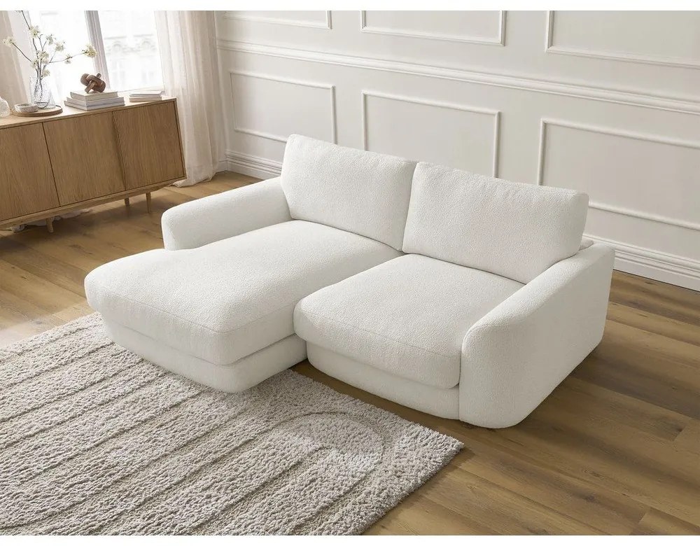 Biały narożnik z materiału bouclé (lewostronny/z szezlongiem) Leonore – Bobochic Paris