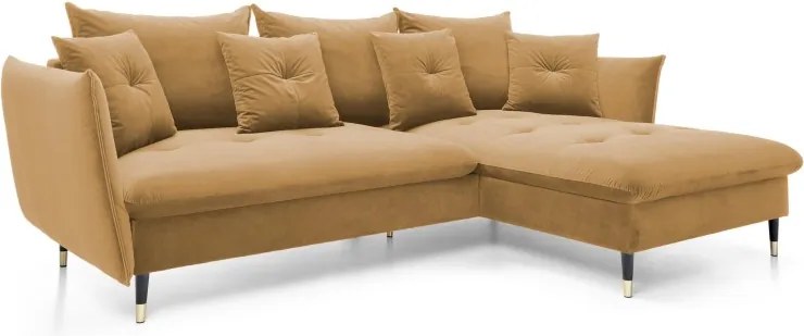 Narożnik GLAM Prawostronny z funkcją spania, zestaw z poduszkami wolnostojący tkanina RIVIERA 41 Platynowy DOMO HOME