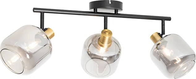 Plafon z reflektorami czarny z dymionym szkłem prostokątny 3-światła - Zuzanna