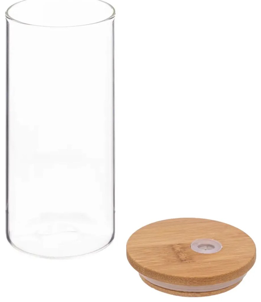 Słoik z bambusową pokrywką i słomką PALM 400 ml