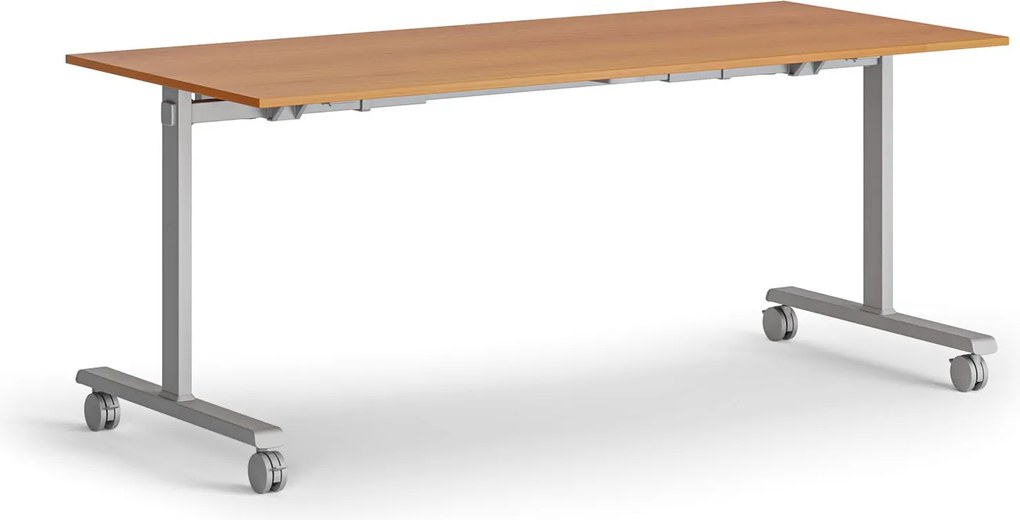 Mobilny stół MATCH, 180x80 cm, szara podstawa, czereśnia