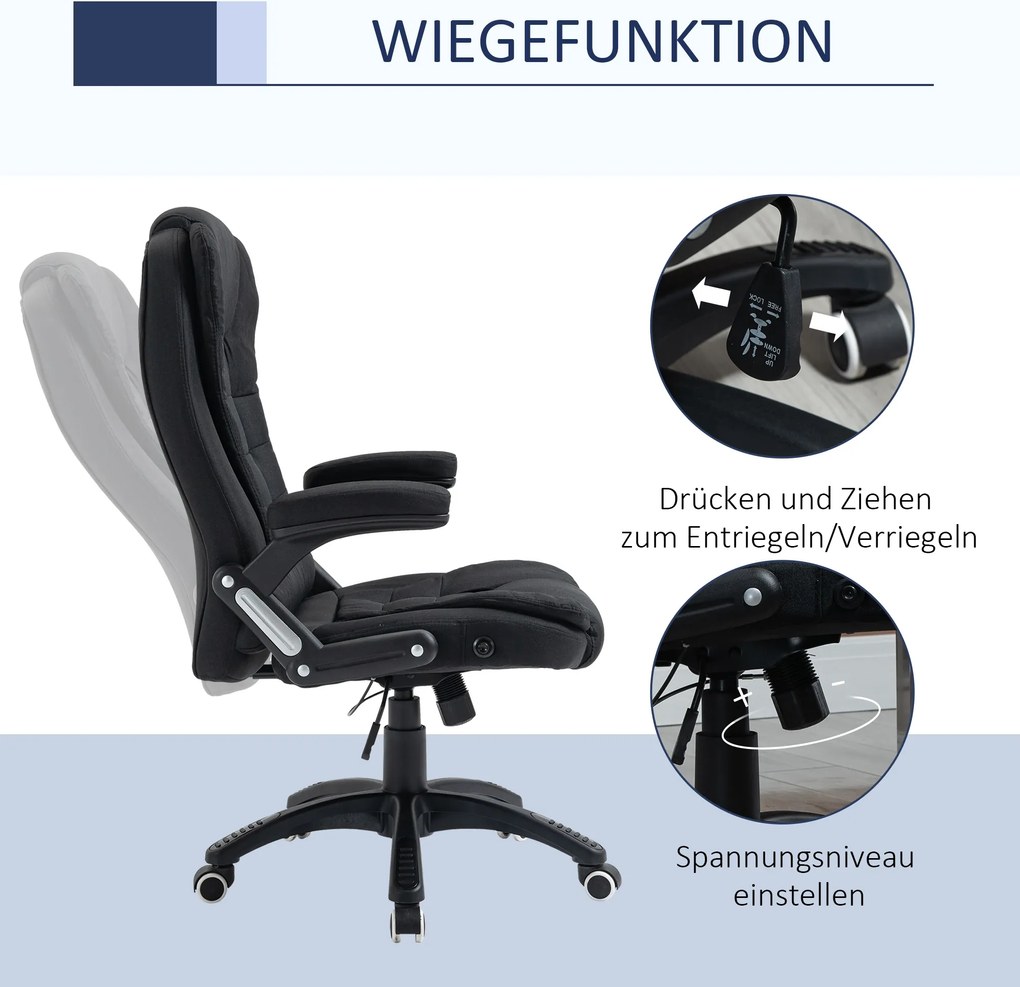 Vinsetto Fotel biurowy obrotowy ergonomiczny z pianką i materiałem lnopodobnym szary | Aosom PL