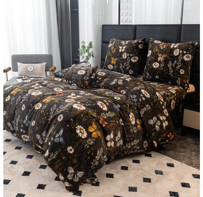 PrzytulneMieszkanie.pl PrzytulneMieszkanie.pl Pościel z mikropluszu MEADOW BUTTERFLY kolorowe Rozmiar pościeli: 2 szt 70 x 90 cm | 200 x 220 cm