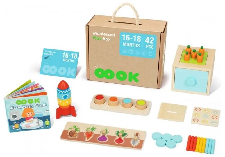Tooky toy box pudełko xxl montessori edukacyjne 7w1 sensoryczne 16-18 mies.