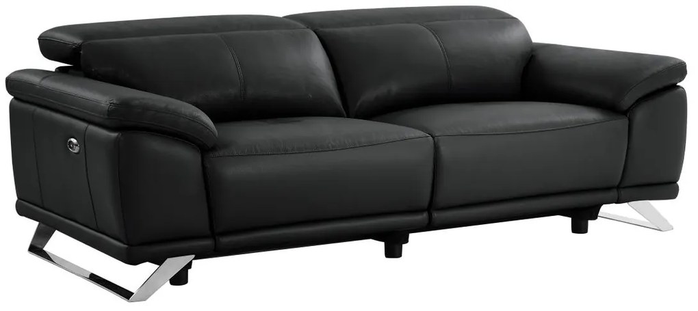 Kanapa 3-osobowa rozkładana, elektryczna z czarnej skóry AZIDEE II