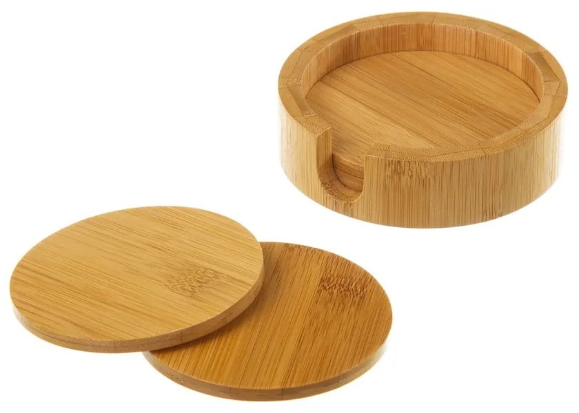 Brązowe bambusowe podkładki ze stojakiem zestaw 4 szt. – Casa Selección