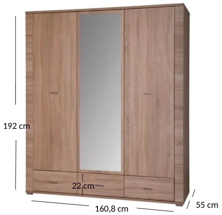 Szafa trzydrzwiowa z lustrem R6-L06