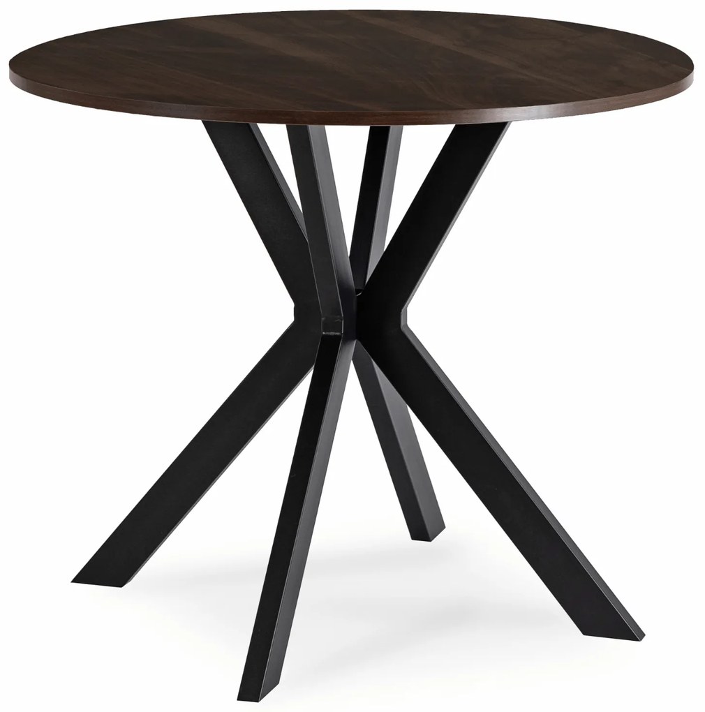 Stół Okrągły LAUREN 80 cm Orzech/Czarny Loft Nowoczesny