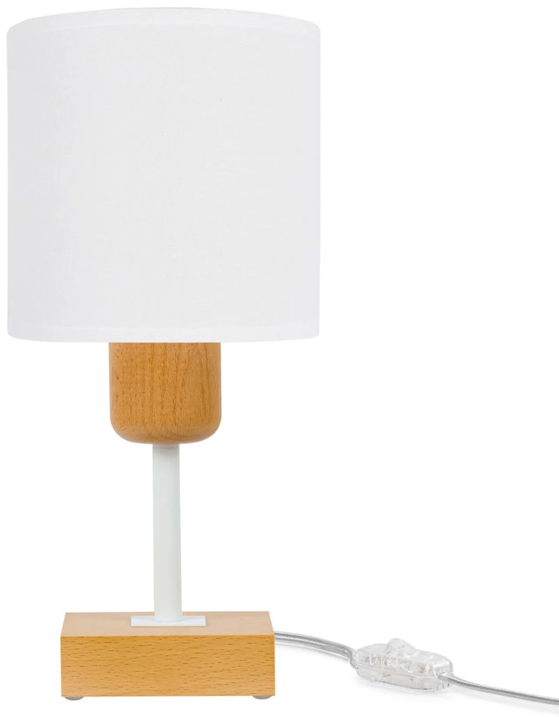 Lampka nocna stołowa CL-TI-DWE10x10BU-WE buk biała 1xE27