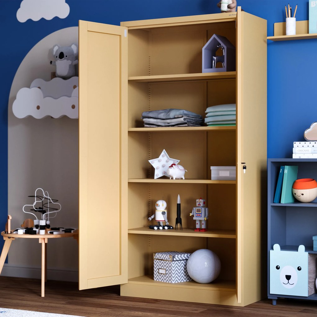 Szafa biurowa na dokumenty z zamkiem beżowa: Fresh Style JAN, 900 x 1850 x 400 mm