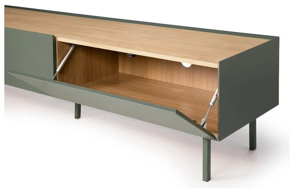 Zielono-naturalna szafka pod TV w dekorze dębu 180x45 cm Arista – Teulat