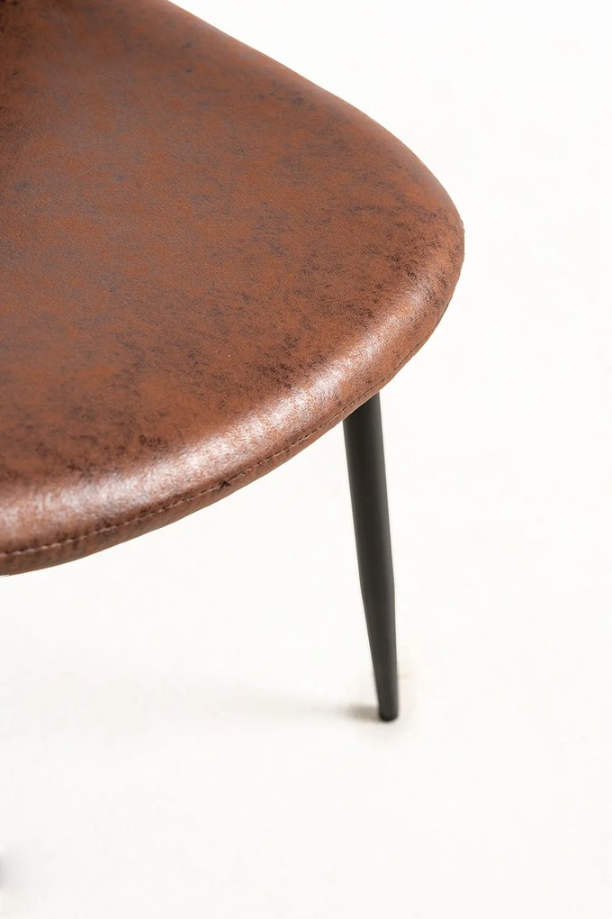 Zestaw 4 Krzese Black Teok Ekoskóra