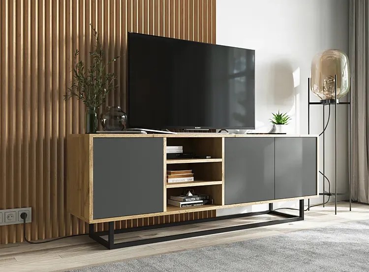 Szafka loftowa rtv dąb wotan + grafit A7-N03