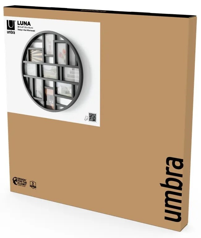 Czarna plastikowa ramka ścienna Luna – Umbra