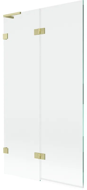 Mexen Lunar L parawan nawannowy 2-skrzydłowy lewy 100 x 150 cm, transparent, złoty szczotkowany - 897L-100-100-55-00-L