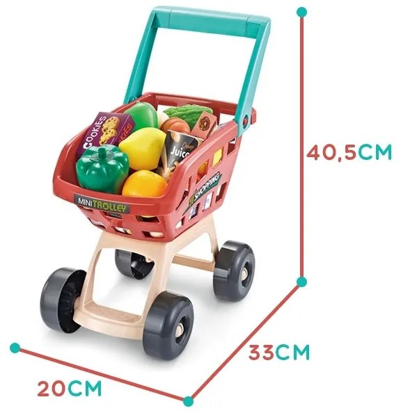 Woopie sklep supermarket z wózkiem sklepowym waga kasa skaner + 48 akc.