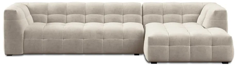 Beżowy aksamitny narożnik Windsor &amp; Co Sofas Vesta, prawostronny