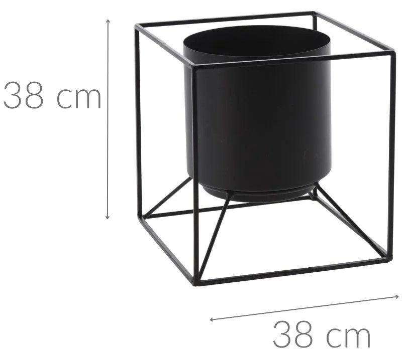 Doniczka na stojaku CUBE, metalowa, 18 x 18 x 18 cm