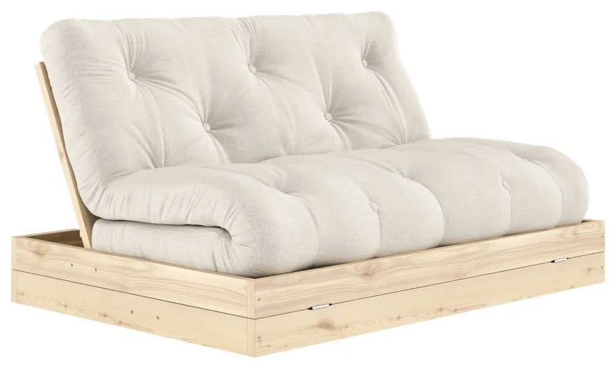 Beżowa lniana rozkładana sofa 145 cm Flip – Karup Design