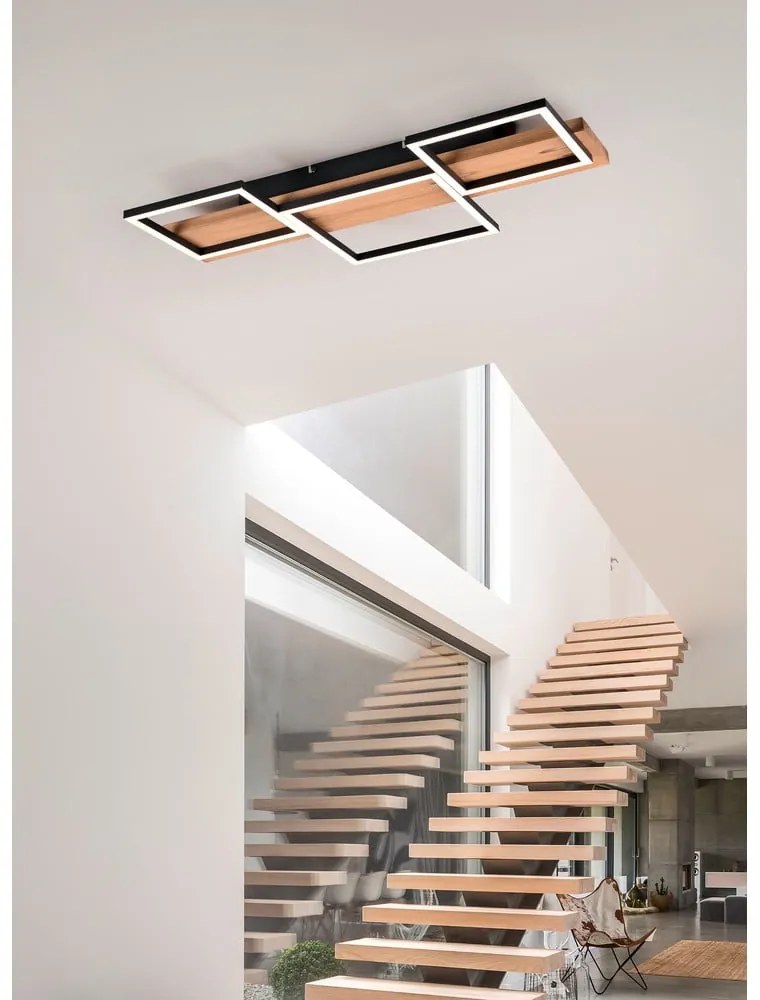 Czarno-naturalna lampa sufitowa LED ze ściemniaczem 34x65 cm Harper – Trio