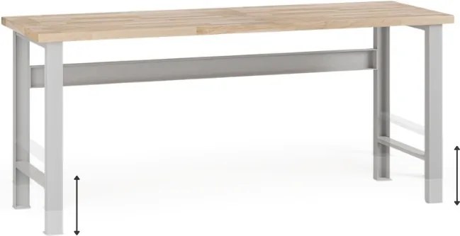 Stół warsztatowy z regulacją wysokości G7, blat bukowy, 2000 x 685 x 840-1040 mm