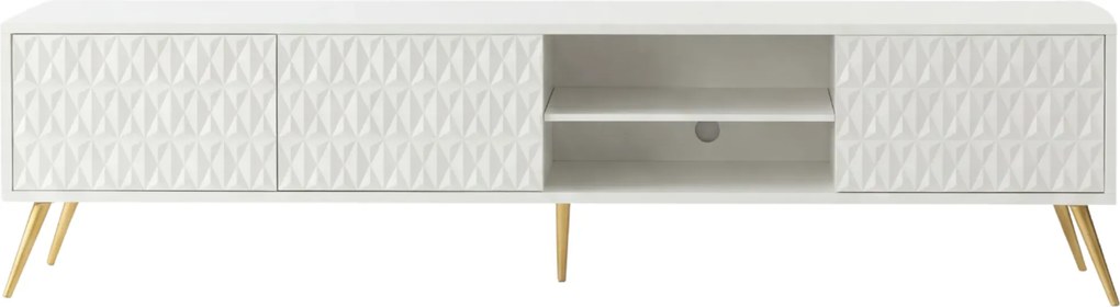 Biała szafka RTV 3D na złotych nóżkach 175 cm W1-W15