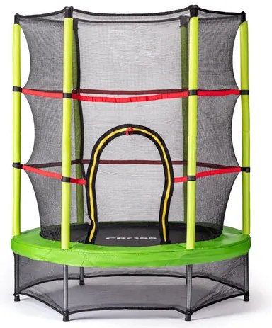 Trampolina CROSS z siatką, zielono-czarna, 140 x140 x 160 cm
