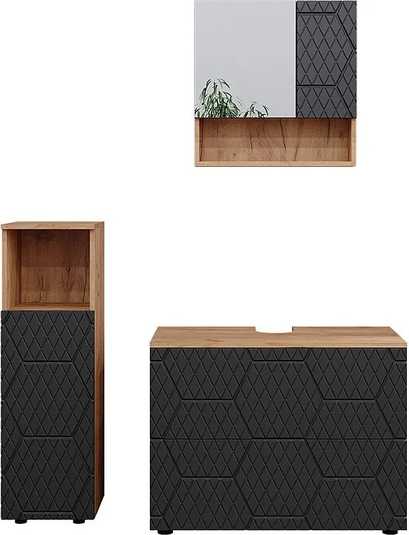 Zestaw mebli łazienkowych antracyt o strukturze plastra miodu 80x41x58.6 irma