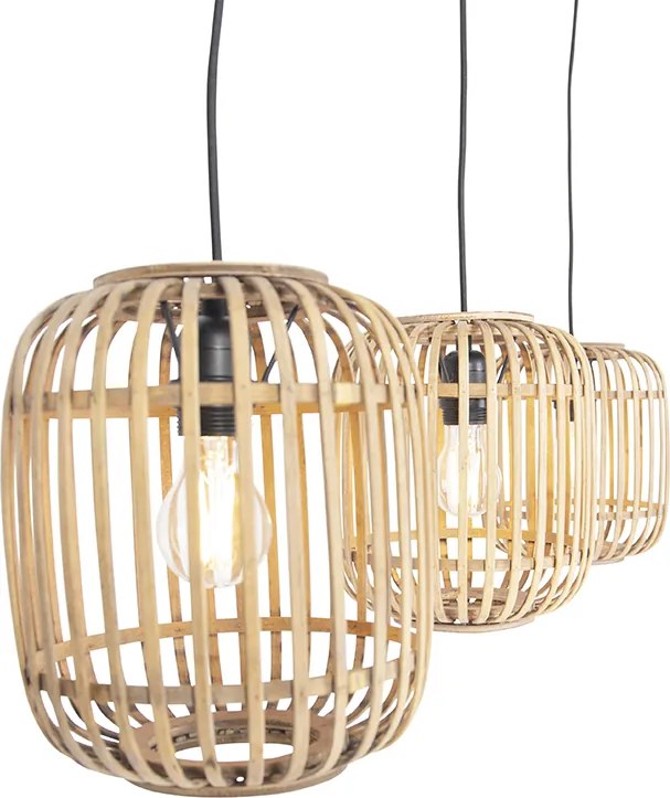 Rustykalna rattanowa lampa wisząca 3-światłowa - Manila