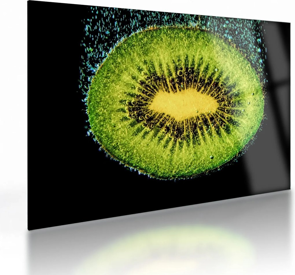 Obraz na szkle - szczegół kiwi w wodzie (70x50 cm)