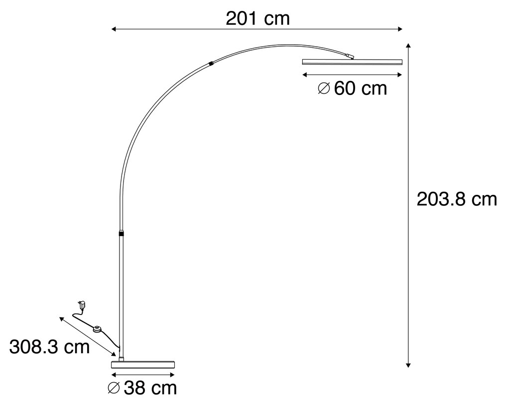 Luk Design booglamp zwart incl. LED 3-staps dimbaar - Anello Nowoczesny Oswietlenie wewnetrzne