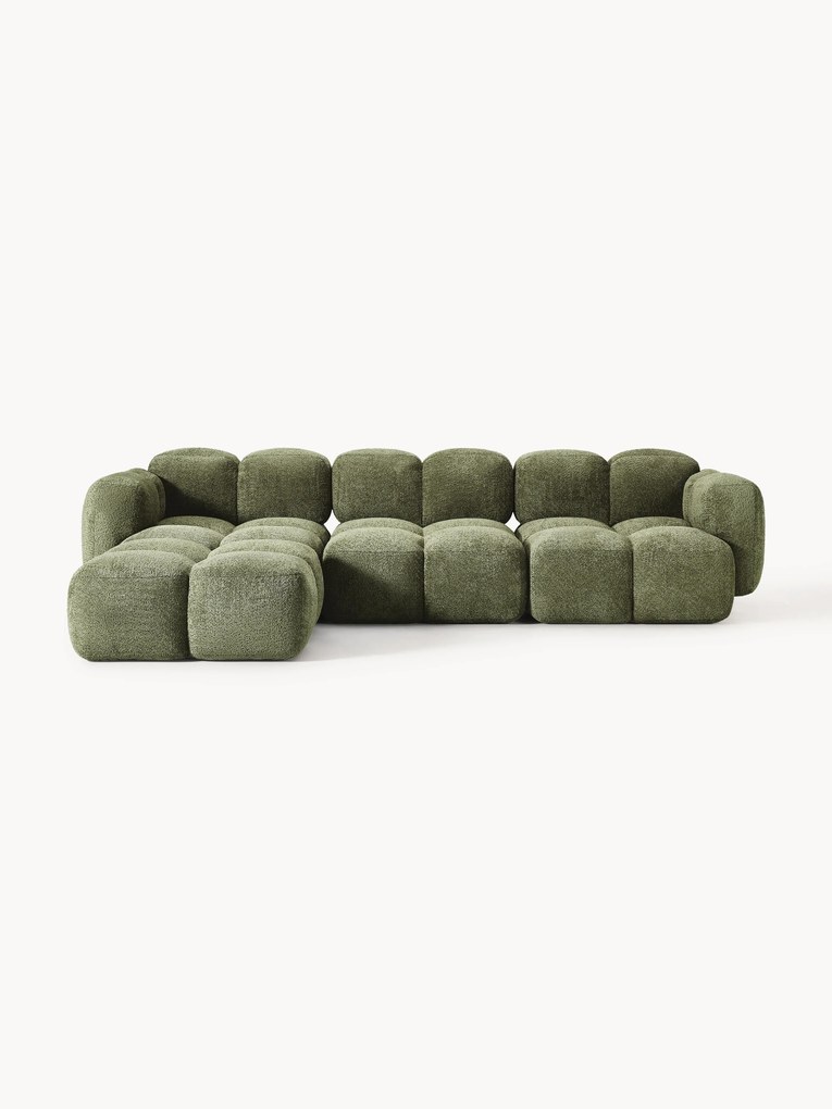 Sofa modułowa Teddy-Bouclé z pufem Tayla (4-osobowa)