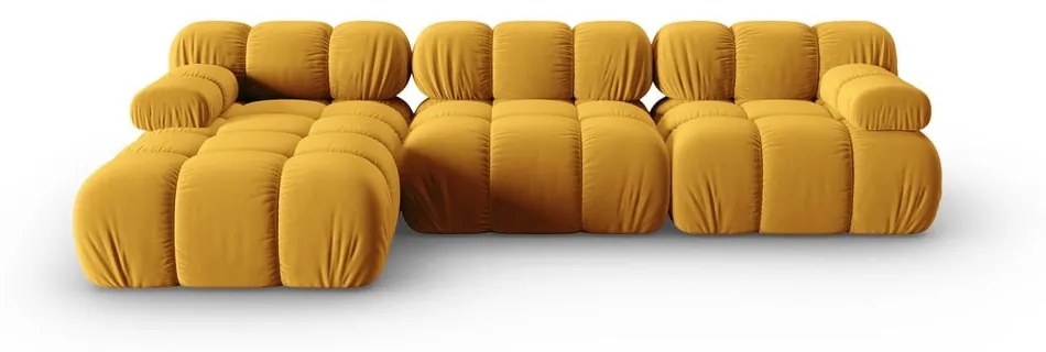 Żółta aksamitna sofa 285 cm Bellis – Micadoni Home