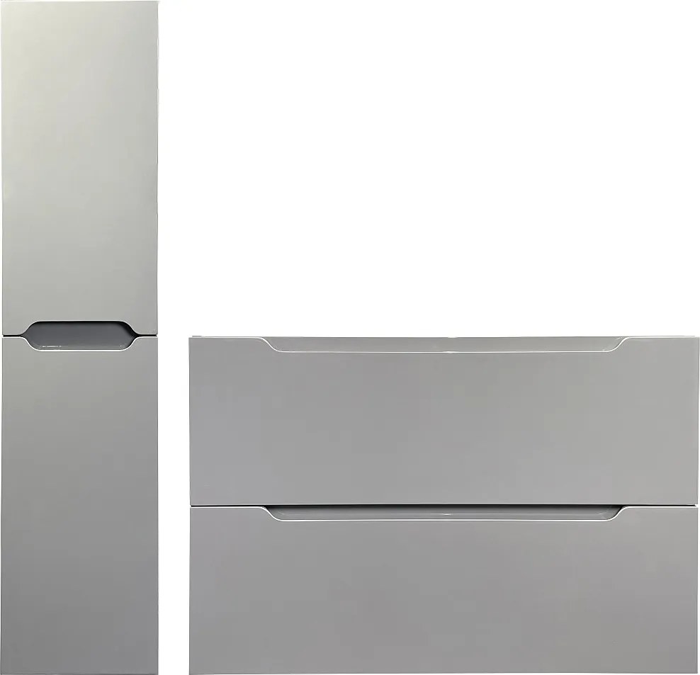 Szafka pod jedną umywalkę wisząca ze słupkiem - Szary - 80 cm - STEFANIE