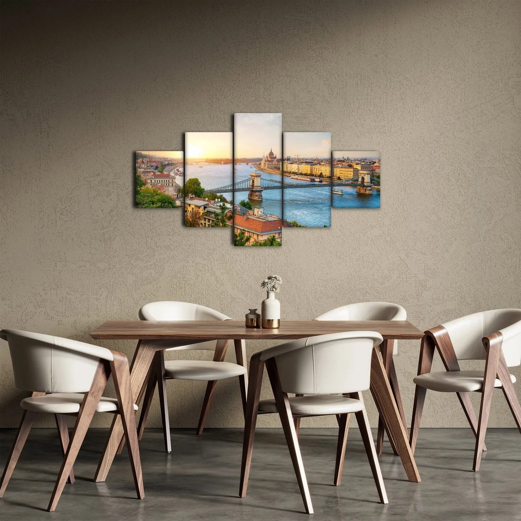 Obraz miasta Budapeszt z rzeką (125x70 cm)