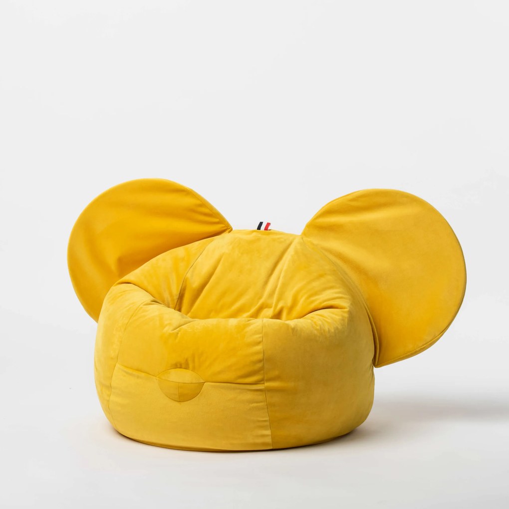 Żółta, miękka w dotyku pufa dziecięca PUFA EARS