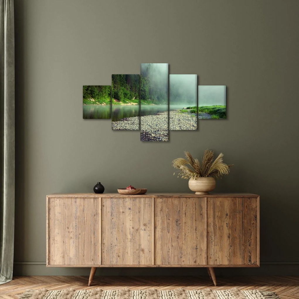 Obraz - rzeka przy lesie (125x70 cm)