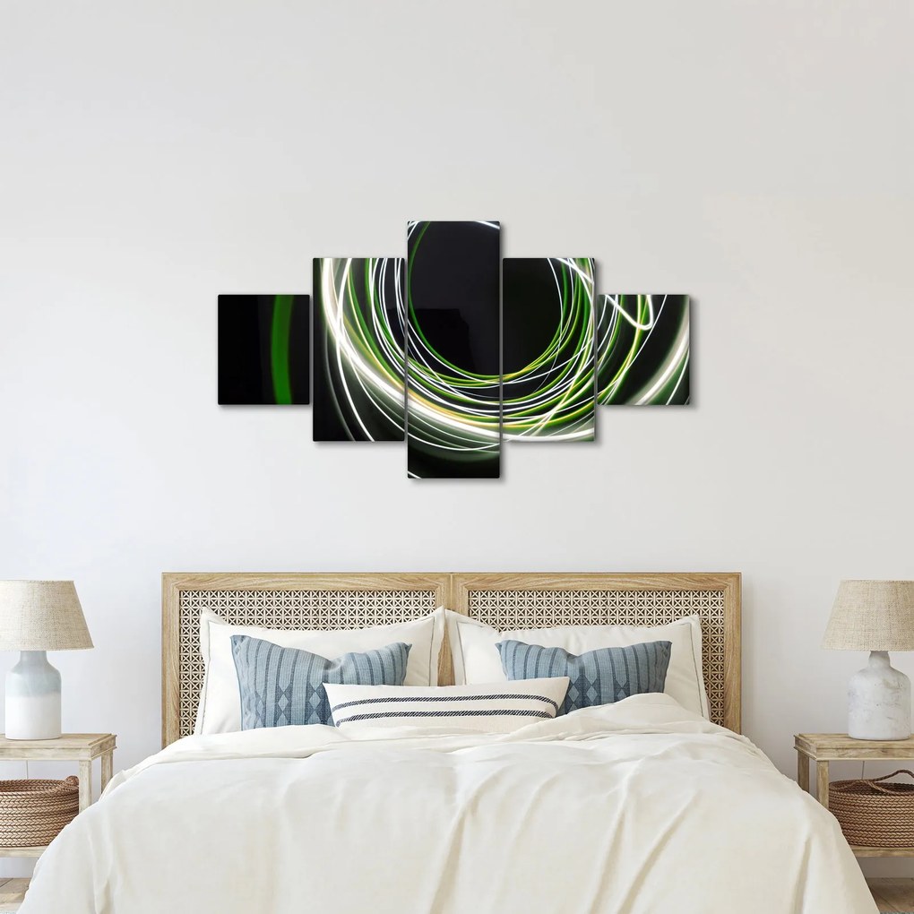 Obraz zielonych kresek (125x70 cm)