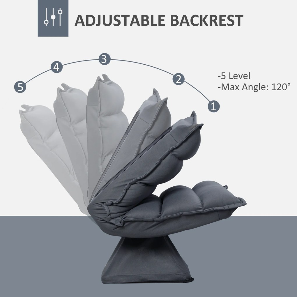 HOMCOM Fotel, kręcące siedzisko, regulowane oparcie, miękka tapicerka, oddychające pokrycie, Dunkelgrau, 62 x 70 x 95cm